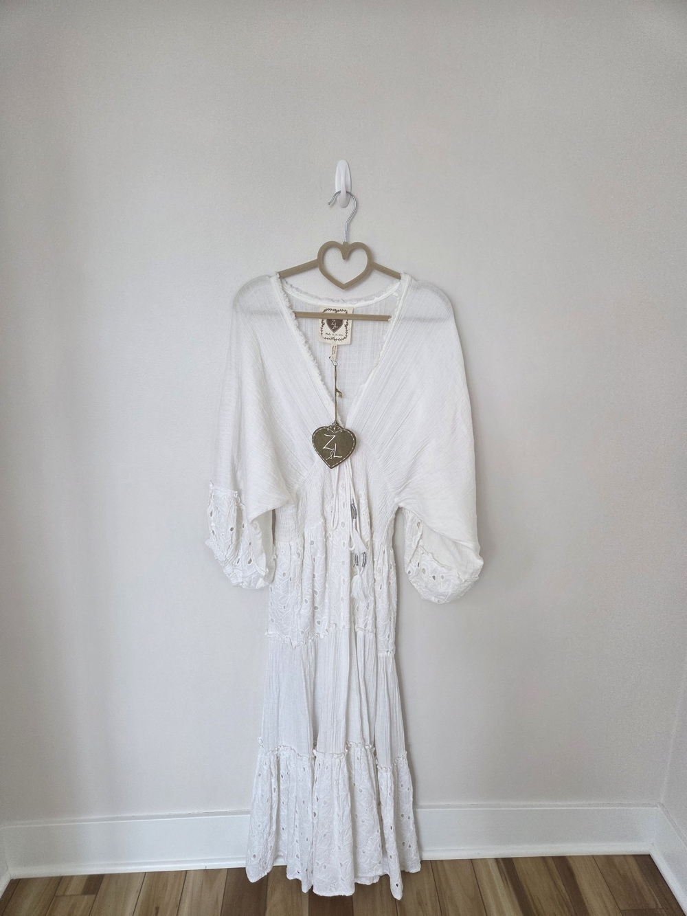 Boho White Crochet Maxi Swim Coverup